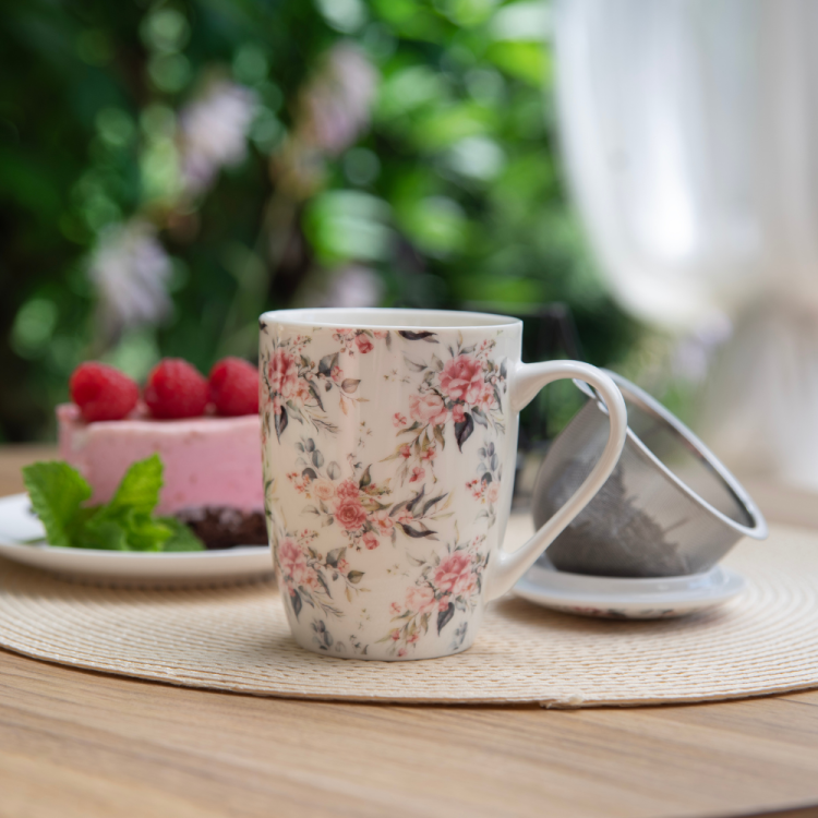 Kubek z zaparzaczem i pokrywką BLOSSOM II 350ml RAVI